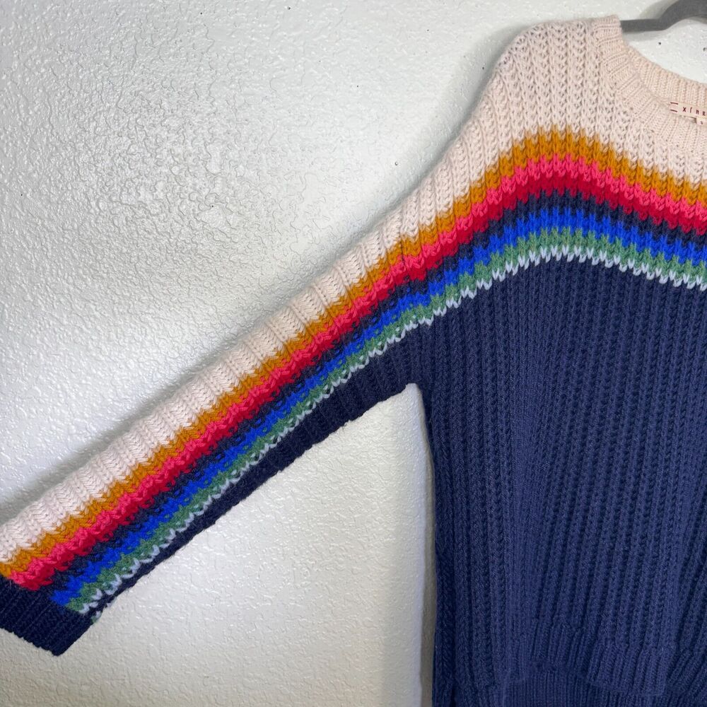 Xirena Sweater Womens Small Apres Ski Snow Bird Stripe Chunky Knit Alpaca Blend - Picture 4 of 9